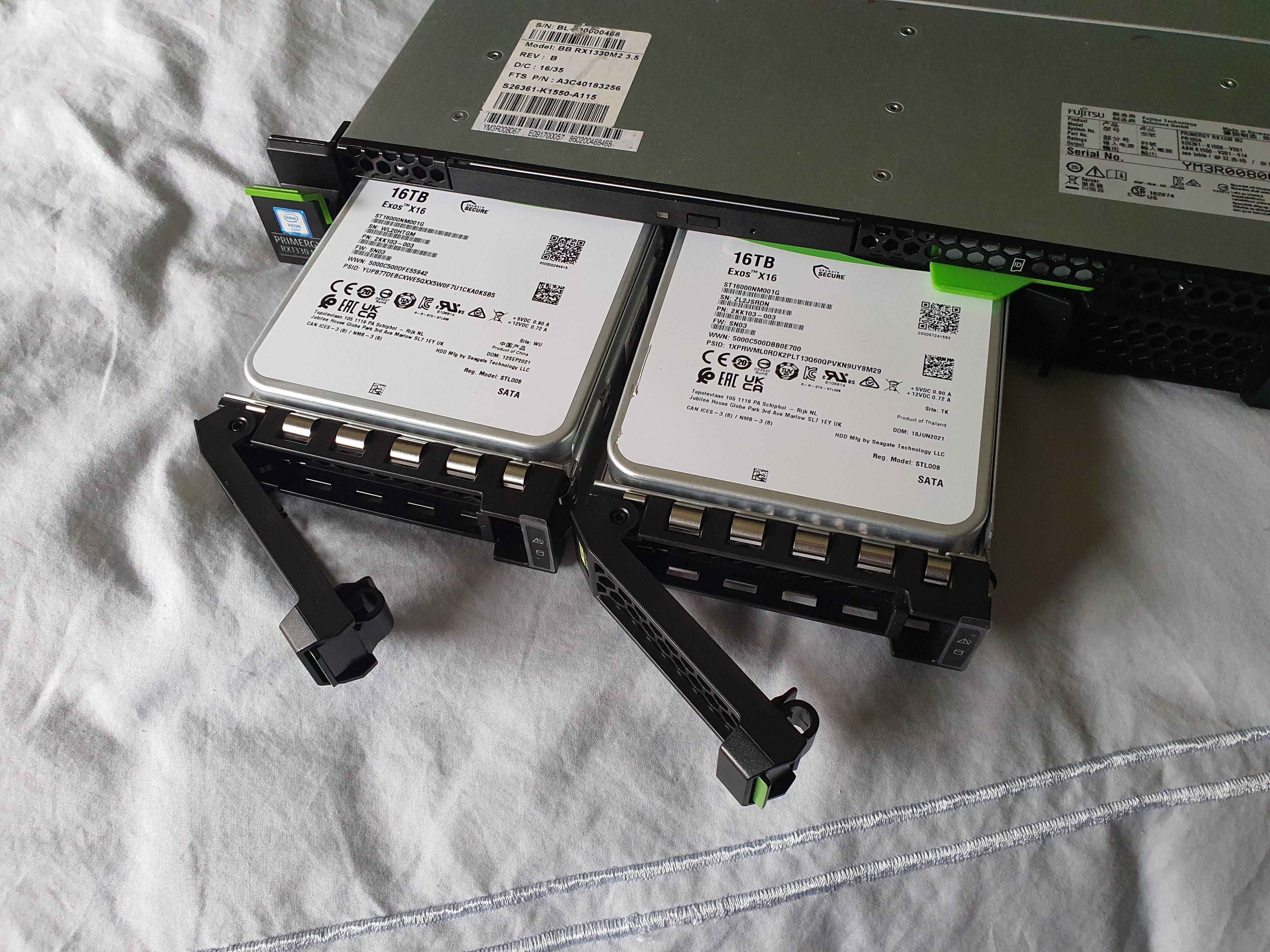 For Sale] - FUJITSU RX1330 M2 | 32TB (2 x 16TB), 32GB RAM, E3.1220